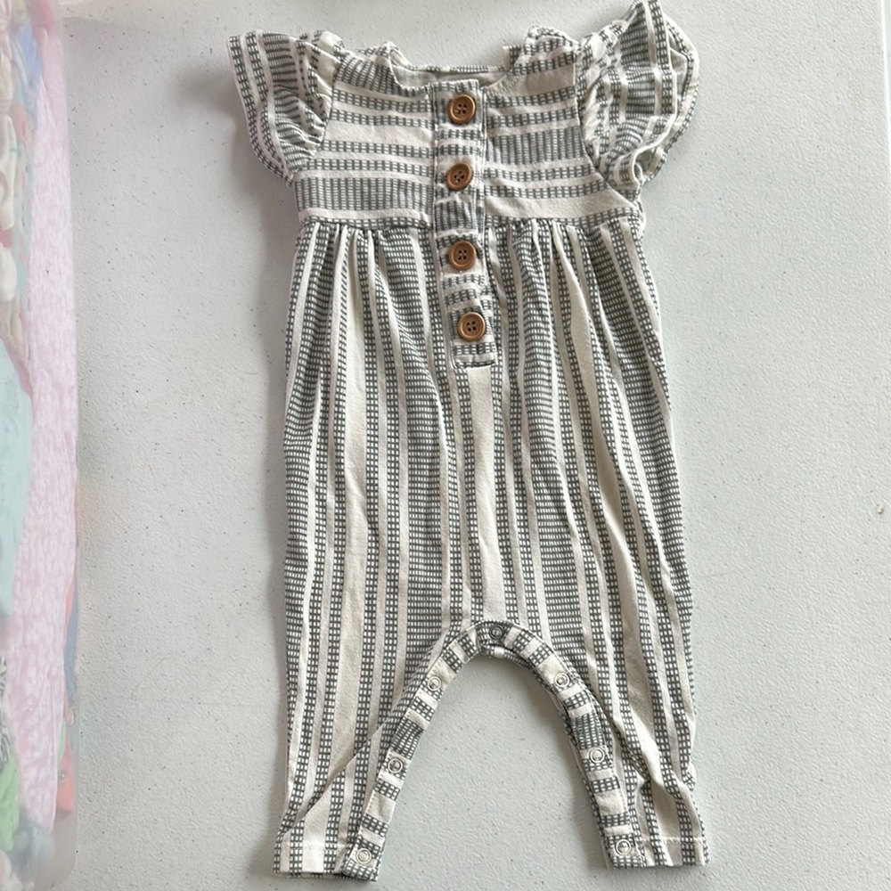 Striped Gray Kids Romper